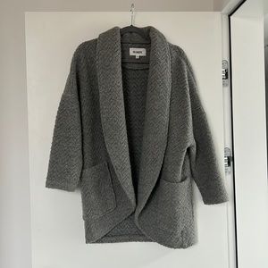 BB Dakota Gray Open Front Textured Wool Blend Jacket M GUC